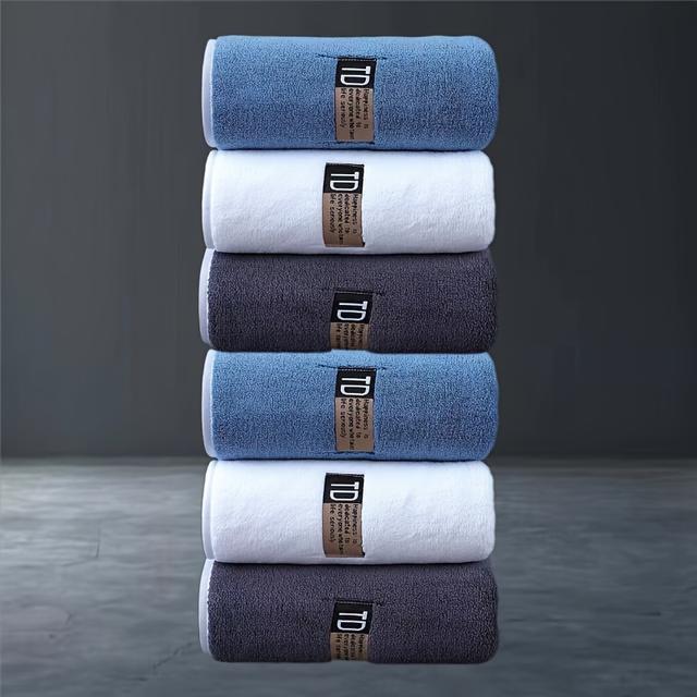 TEMU 6pcs Extra Large Hand Towel Set For Bathroom - Quick-dry, Super Absorbent Towels, Microfiber Towels For Home, Spa, Gym, Travel - Face, Hand Towels (blue, Gray, White) - Ideal Gift Set