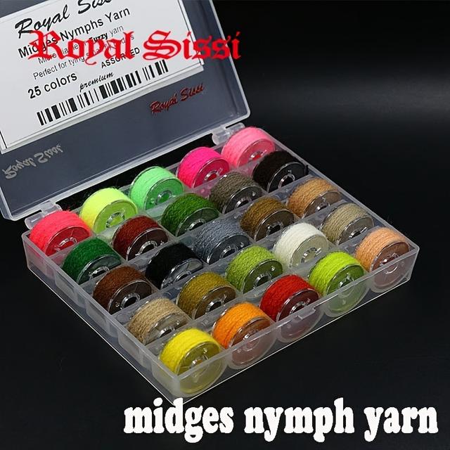 TEMU Angler', Royal 25-color Micro Fuzzy Yarn Kit For Fly Tying - Ideal For Midges, Nymphs & Small Flies - Includes & Thread Spools
