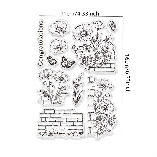 TEMU 1pc Flower Transparent Stamp, Sealing Wall Stamp For Diy Card Making, Scrapbooking, Magazine, Painting, Decoration, Lettering, Paper Crafts