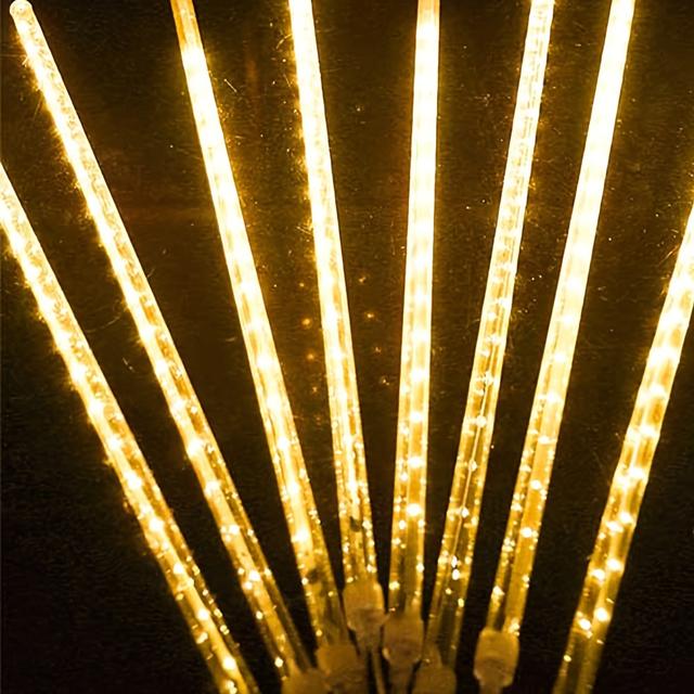 TEMU Led Meteor Shower Lights, Icicle Cascading Falling For Indoor Wedding Christmas Halloween Christmas Castle Decor, 30cm/ 11.81in 192leds, 50cm/ 19.69in 288leds, Uk Plug