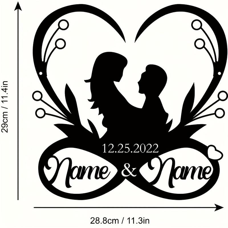 TEMU A Custom Logo, Couple Personalized Wedding Gift, Custom Infinity Symbol Wedding Date Sign Metal Engagement Sign Anniversary Gift Bride Party Gift, Room Office Decoration
