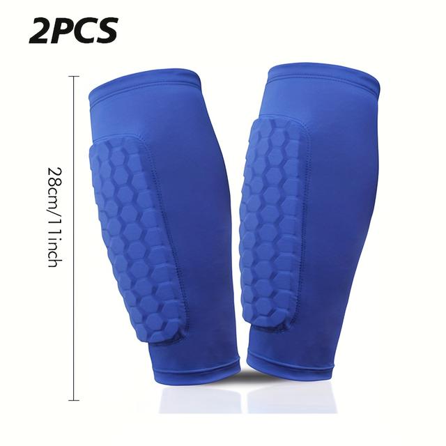 TEMU 2pcs Men's & Women's /shin Sleeves - Honeycomb-patterned Compression Fit, Heavy-duty, Lightweight Training & Match Leg Warmers For Soccer, Indoor/outdoor Use (blue) - Ideal Gift For Players