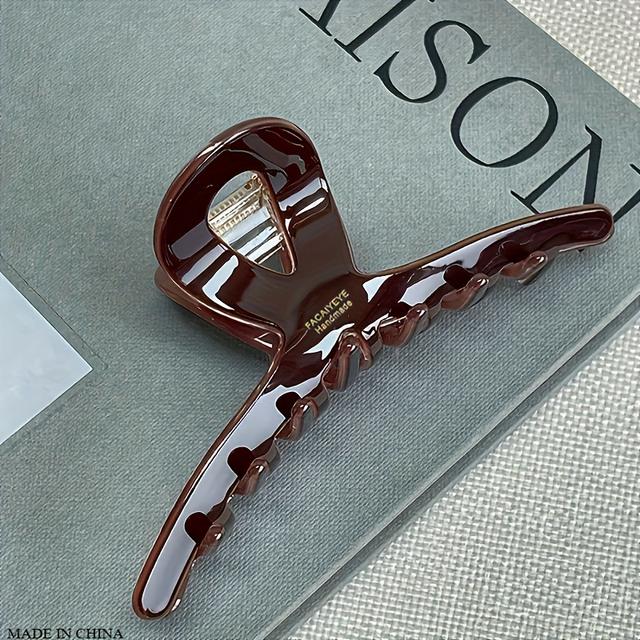 TEMU Elegáns Csokoládé Színű Acetát Hajcsipesz - Közepes Méret, Divatos Koreai Stílusú Cápa Klip Női Mindennapi Viseletre