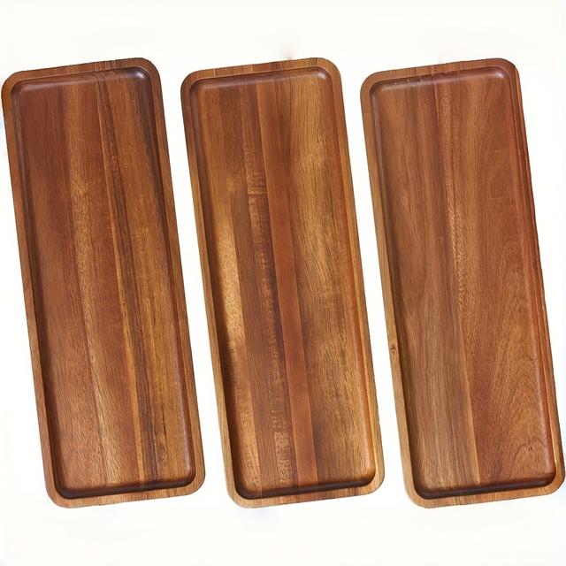 TEMU Set mit 3 rustikalen, rechteckigen Holztablett - Ovale Charcuterie Board für Käse, Desserts, Snacks, Brot und Obst - Perfekt für Home- oder Party-Unterhaltung, Halloween/Weihnachten