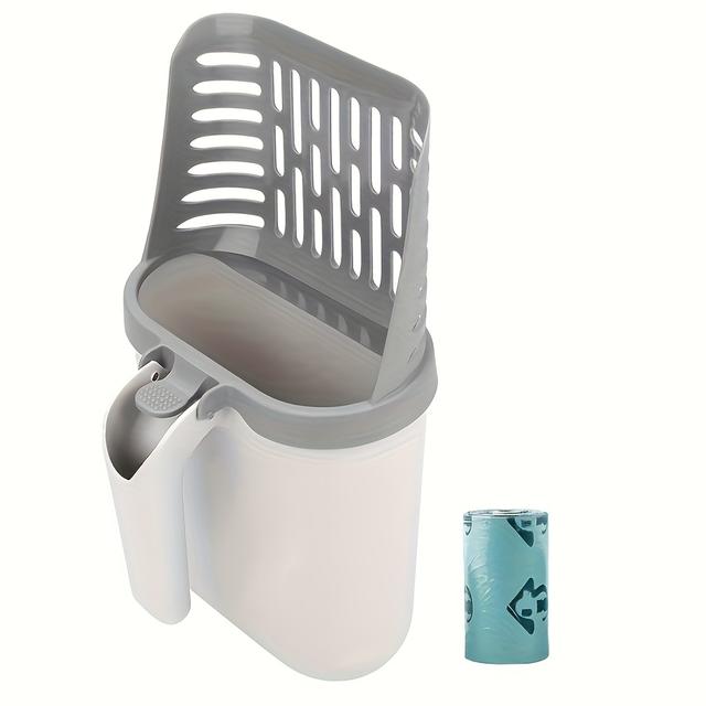 TEMU 4 Rolls Of Trash Bags, Cat With Integrated Trash Bag Dispenser, Sturdy Pp Material Deep Scoop Screen For Efficient Cleaning, Suitable For All Cat Breeds - Pet Litter Box Maintenance Tool