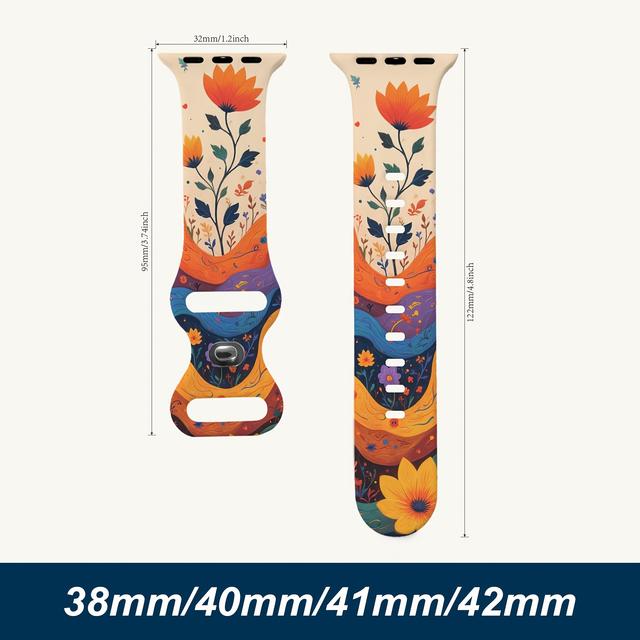 TEMU Floral Dressy Fancy For Womens/mans Slim Bands Cute Bands Watch 44/45/46/49mm 38/40/41/42mm Sweat Resistant Ventilated Scratch Resistant Casual Attire Ultr