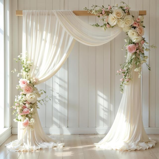 TEMU Wedding Arch Draping Fabric, 1 Panel "*197" Arch Drapes Chiffon Fabric Drapery Decorations For Ceremony Reception Party Ceiling Backdrop