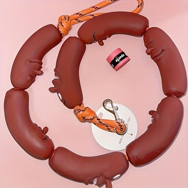 TEMU Fun Sausage-shaped Dog Leash Suitable For Small To Medium-sized Dogs. Cartoon Design, Durable Rubber Hand-held Lead - Unique And Interesting Design, Dog Owners. Ideal For And . A For Dog Lovers.