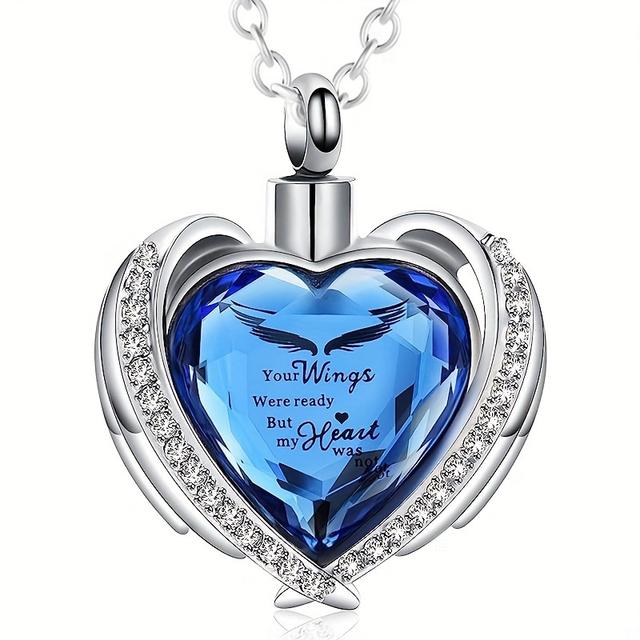 TEMU 1pc Stainless -shaped Memorial Necklace | Rhinestone-encrusted, Waterproof And Corrosion-resistant, Ideal For Ashes Or Hair Storage, Includes Funnel Accessory