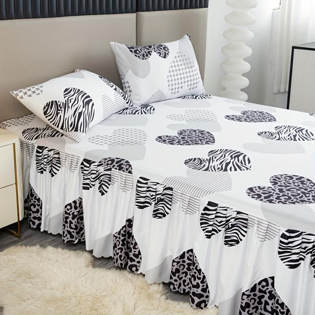 TEMU Three-piece 100% Polyester Bed Skirt For Bed And Bedroom