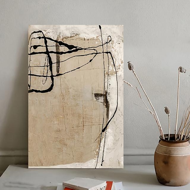 TEMU ภาพวาดสีน้ำมันสมัยใหม่แบบนามธรรม ลายสีเทา ขอบดำ เนื้อสัมผัสพรีเมียม สไตล์ยุโรป ไม่มีกรอบ เหมาะสำหรับตกแต่งห้องนั่งเล่น ห้องนอน