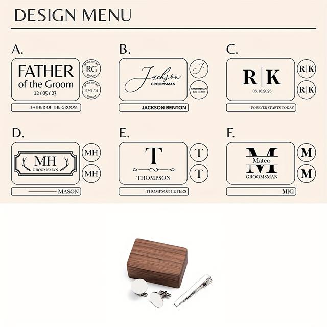 TEMU Custom-made Tie Clips And Cufflinks Set, A Personalized Proposal Gift For Groomsmen, Christmas And Valentine's Day, Featuring Engraved Cufflinks And Tie Clips - A Unique Gift For Him