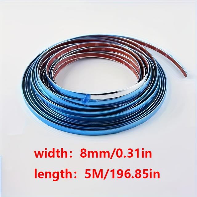 TEMU 196.85inch/5m Car Chrome Trim Silvery Soft Pvc Door Window Bumper Scratch Protector Decorative Line Mold