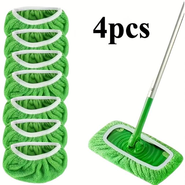 TEMU Zestaw 4 wysokiej jakości nakładek do mopa wielokrotnego użytku: zmywalne, trwałe, do użytku na mokro i sucho, o wysokiej chłonności