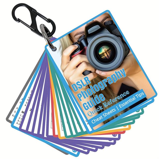 TEMU Photography Cheat Sheet For Dslr Camera | Quick Reference Cards For , , - Settings, , Modes, Composition, Lighting, 4x3 Inch, Mixed Color Pvc, Aetius Brand