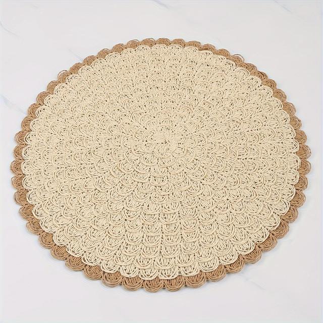 TEMU 4pcs Round Placemats Non-slip Placemats Round Bohemian Style Table Mats For Kitchen Home Decoration Dining Room Festivals Wedding Farmhouse Family Decoration