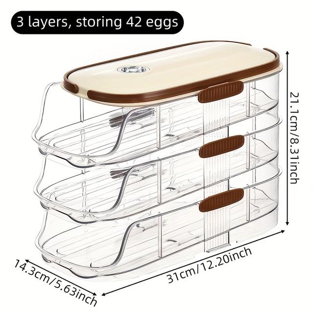 TEMU Refrigerator Egg Roll Storage Box, Large Capacity Egg Preservation Box, Refrigerator Specific Storage Box, Egg Rack Storage Box, Pet+pp Material