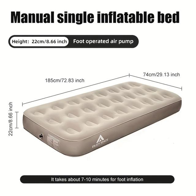TEMU . Tragbares Outdoor-Zelt Camping Einzelbett Leichtes Aufblasbares Schlafpolster, Standard Weiche Aufblasbare Matratze Kann Zu Hause für Bodennap Für Die Verwendung Gebraucht Werden, Ohne Pumpe