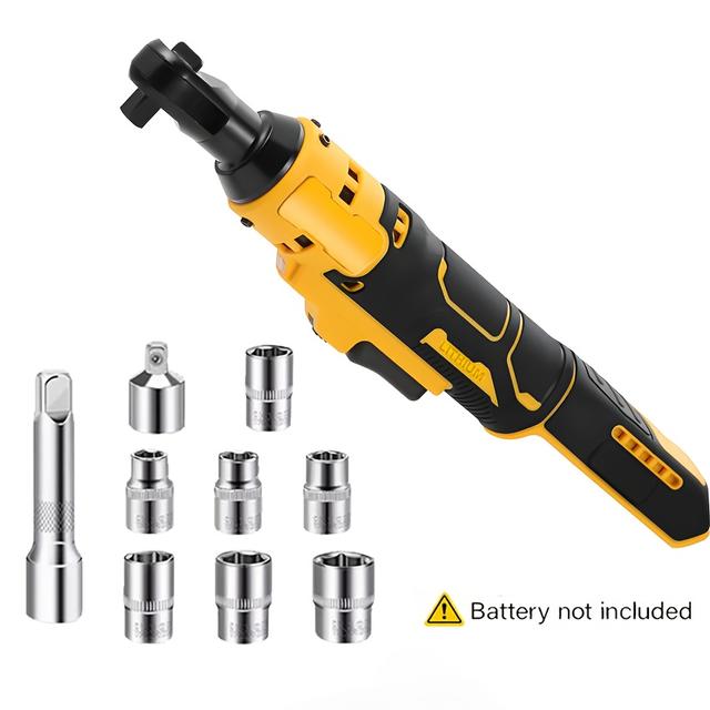 TEMU 3/8" Cordless Electric Ratchet Wrench, Brushless Motor, Compatible With 18v/20v Lithium Battery, Comes With 6 Plugs, Variable Speed, Led Lighting, Machine, No Battery Included