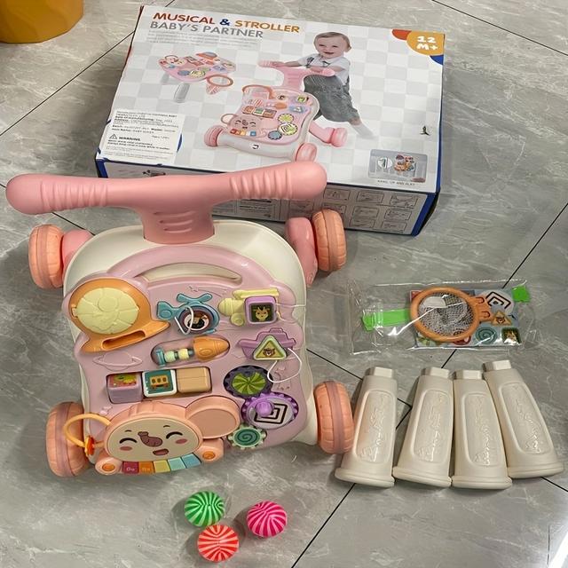 TEMU 3-in-1 Baby Walker And Activity Center For Girls, Early Education Cart Toy With Music Panel, Suitable For Babies Over 12 Months Old, Sit-to-stand Learning Walker, Pink (mother's Day)