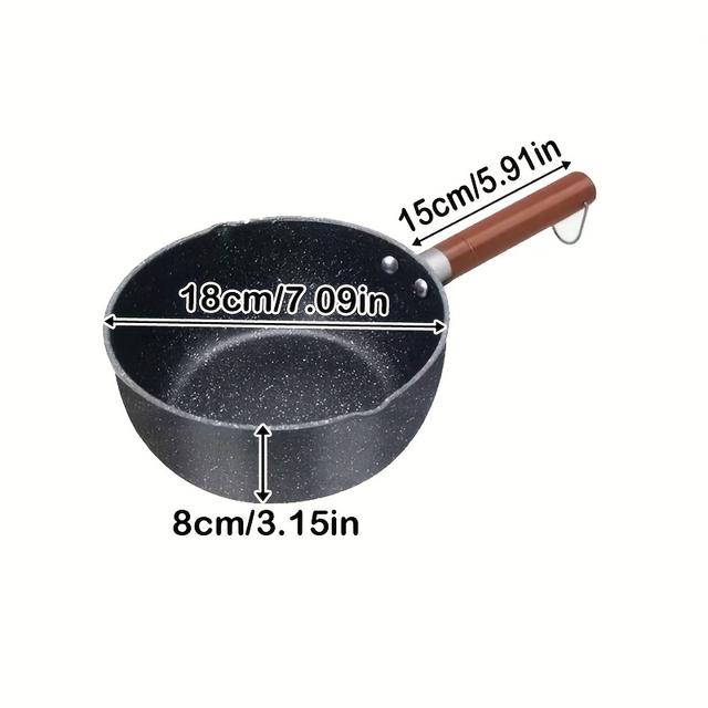 TEMU 1 7.09In Чорна Універсальна Покриття Антипригарна Залізна Каструля для Молока, Чудово Підходить для Супу, Нуделів, Смаження, Сумісна з Індукційною Плитою, Підходить для Домашнього Використання