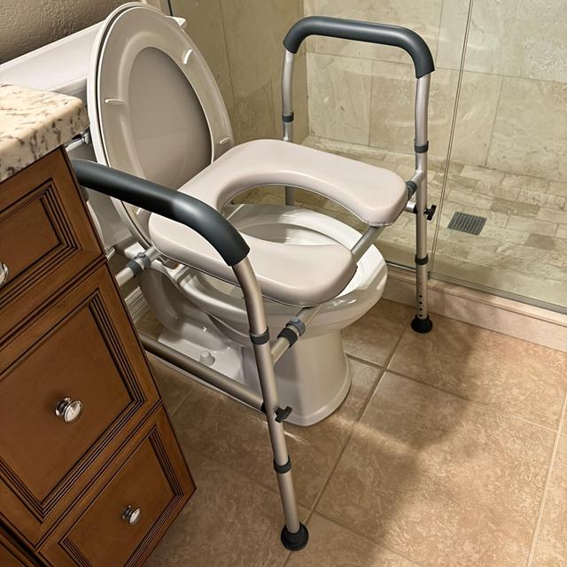 TEMU Heavy Duty Adjustable Width&height Raised Toilet Seat With Handles, Fsa/hsa Eligible Heavy Duty 300lb Toilet Seat Risers For Seniors, Elderly Injured Disabled Fits Any Toilet, With Paper Holder