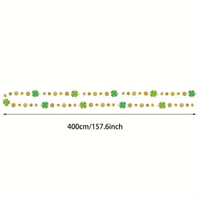 TEMU 4m Grüne Kleeblatt-Girlande mit Goldenen Punkten, Funkelnde 's Day Banner-Dekoration für Frühlings- und Sommer-Irish-Partys, Hintergrundhängung, Tropisch