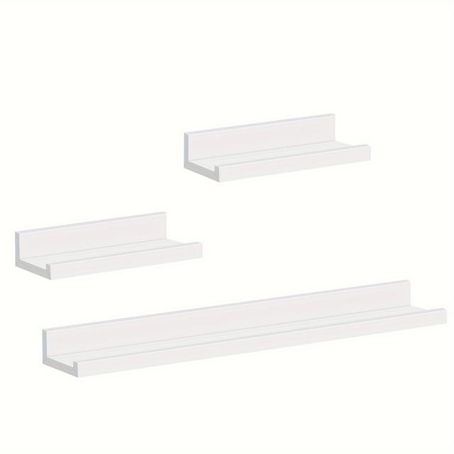 TEMU 3pcs Wall Shelf, Hanging Shelf, Picture Rail, Floating Shelf, Picture Shelf With Sizes, Photo Magazine Shelf, Mdf Shelf, For Living Room, Bedroom, Modern