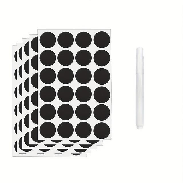 TEMU 120 Reusable Blackboard Label Stickers, 1.5 Inches In Diameter, Marker Included | Suitable For Storage Jars, Spice Bottles, Parties, Craft Rooms, Weddings