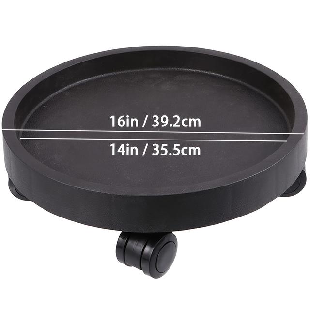 TEMU Heavy-duty Plastic Flower Pot Tray With 4 Smooth-rolling Wheels & Thickened Base - Circular High Quality Design For Large Pots, Indoor/outdoor /black/grey