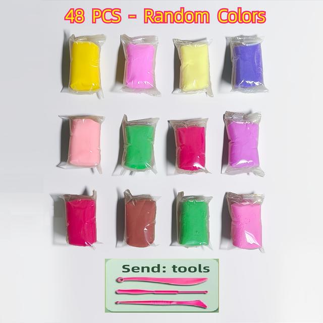 TEMU 48pcs Magic Modeling Clay Set With Tools & Accessories - Easy-to-use Design, Vibrant Colors, Educational Toy For Creative Play