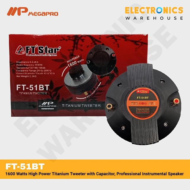 TEMU Ft-51bt, A 1600-watt Titanium Tweeter With Capacitor, Without Battery