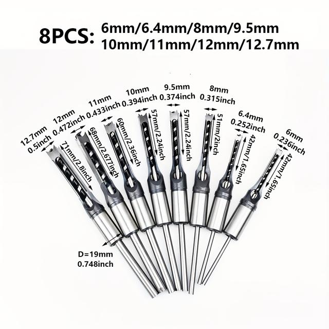 TEMU Woodworking Square Hole Drill 8pcs/7pcs Open Tongue Square Drill