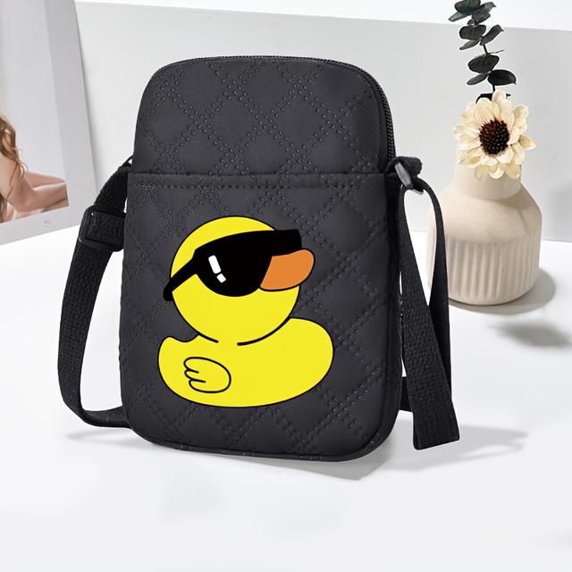 TEMU Fashionable Adjustable Strap Mini Crossbody Bag With Positioning Printed Yellow , Fabric Material, Hand Wash Only, Paint