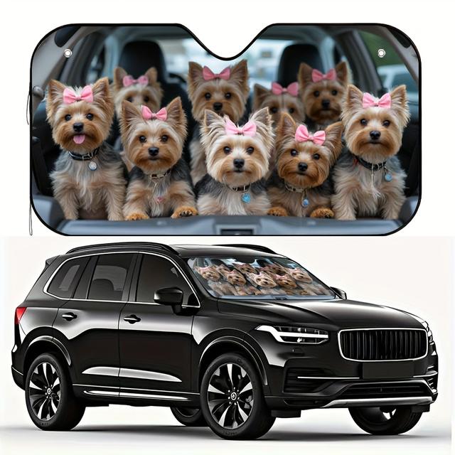 TEMU 1 Visera para coche Yorkie, bloquea rápidamente solar, una temperatura cómoda dentro del coche, ideal para conducir en y de