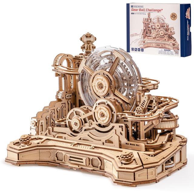 TEMU Rokr 3d Mechanical Puzzle - Wood Marble Racing Track & Tower Building Kit With Gears, Diy Challenging Model For Adults & 14+, Gift, Marble Ball Launcher (compatible With Rokr Balls)