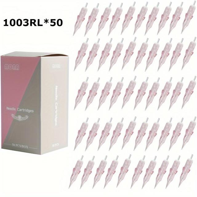 TEMU 50 st per förpackning engångs tatueringsnålar, blandade storlekar av liner-nålar inklusive 3RL, 5RL, 7RL, 9RL och 11RL, lämpliga för tatuerare och nybörjare