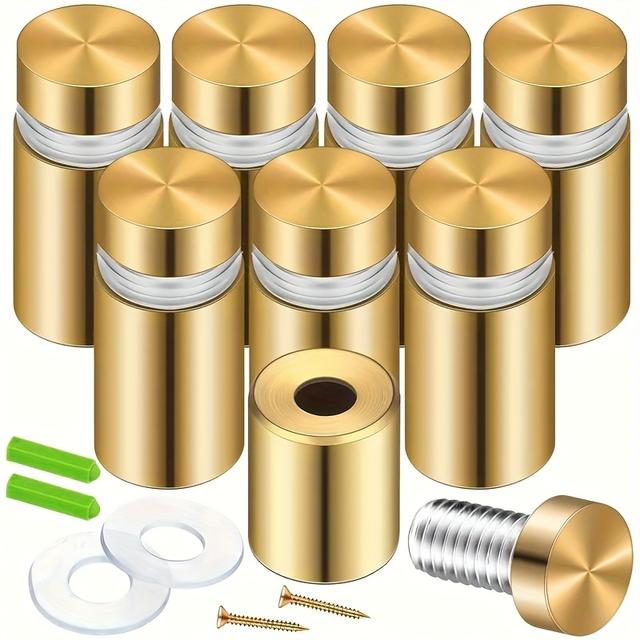 TEMU 8個セット ゴールデンステンレス製広告用モールドネイル ロゴブラケット ネジ 広告用ネジ ステンレス壁掛け ガラスアクリルネイル ガラスアートや看板のディスプレイに使用