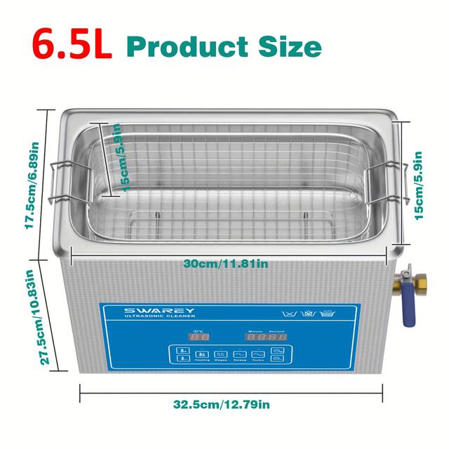 TEMU Swarey Ultrasonic Cleaning Device 40 Khz With Digital Timer And Heating, Washing Equipment Machine For Metal Tools Jewellery Carburettor Metal Parts