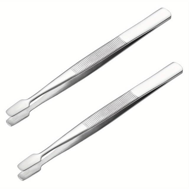 TEMU 2pcs Precision Stamp Tweezers For Collectors - Metal, No Batteries Required