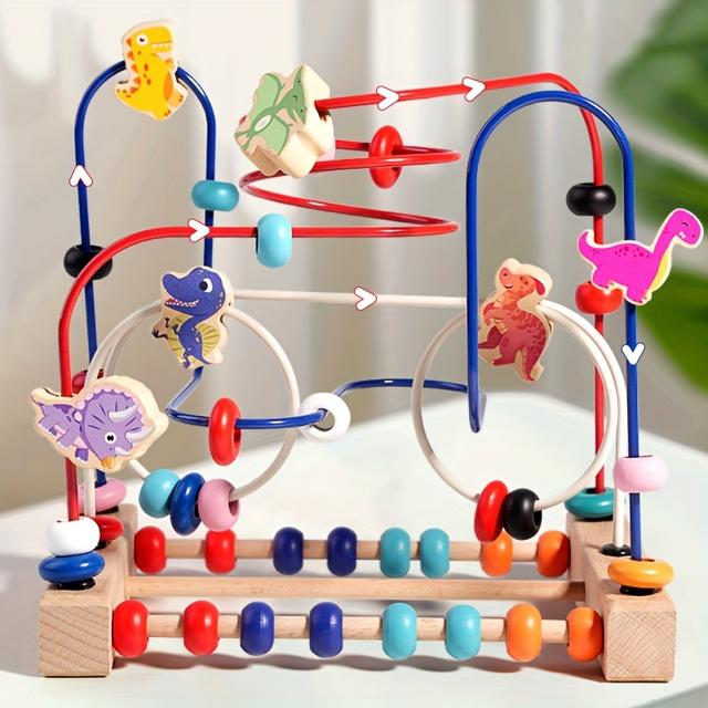 TEMU A Multifunctional Cartoon Dinosaur Abacus Toy Designed To Enhance Hand-eye Coordination, Focus, And Basic Math , Made Of Wood.
