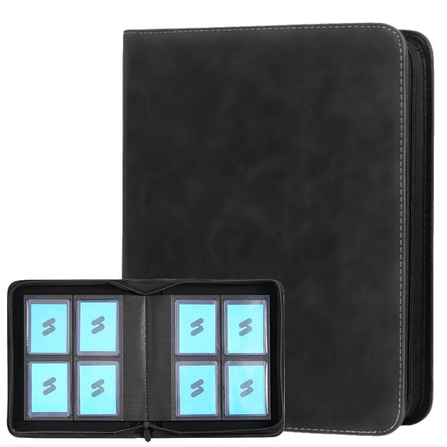 TEMU 4-kapslový top loader | Pojme 112 sběratelských karet, 3" x 4" pevný držák karet, umělá kůže pro sportovní karty