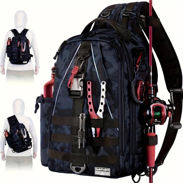 TEMU Ghosthorn Fishing Backpack With Rod Holder - Tackle Sling Bag For Men - Perfect Christmas Gift For Fishing Enthusiasts New Hiking Backpack New Year Gifts