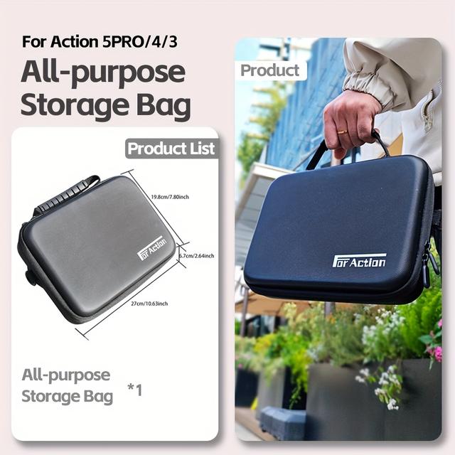 TEMU Suitable For Dji Pro / 4/3 Shooting Set Portable Storage Bag Spiritual Eye Action Camera Shoulder Bag Protective Accessory Box Anti-fall Case