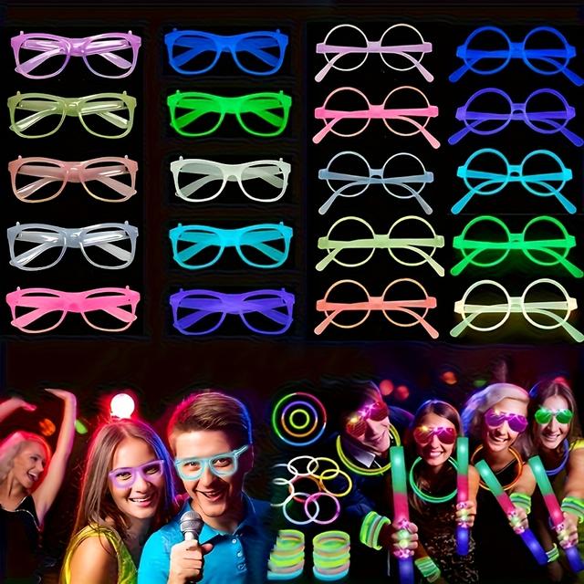TEMU 10pcs Neon -the-dark Glasses Frames - Colorful Plastic Party Glasses, Birthday Wedding Decorations, Party Supplies, Holiday And Nightclub