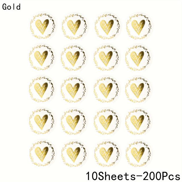 TEMU 200 stuks Transparante Gouden en Zilveren Hartvormige Zelfklevende Stickers voor Valentijnsdag Cadeau Decoratie, Stickers en Bedankt Labels