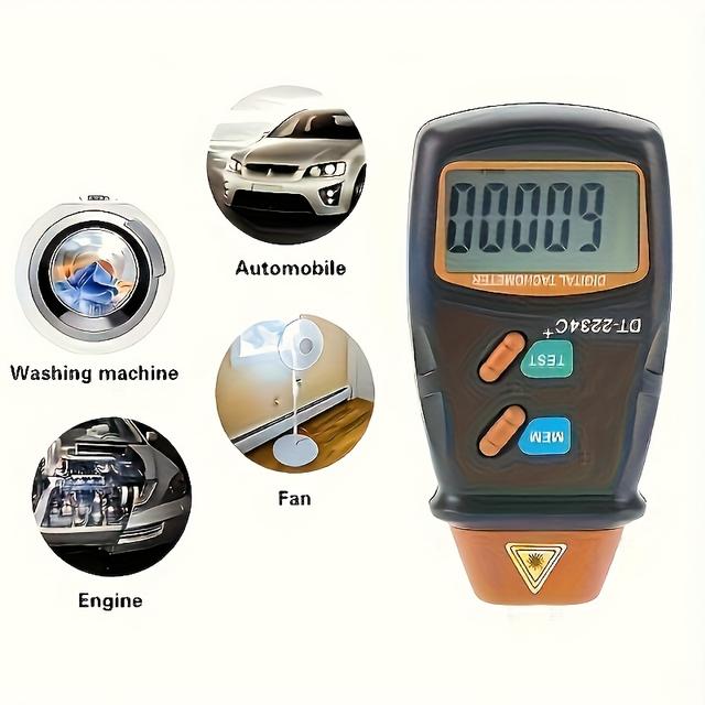 TEMU Dt2234 C+ Mini Laser Tachometer - Non-contact, Digital Display, (0.01 Rpm), Battery Powered, Portable With Carrying Case & Accessories, Precision Measurement Tool | Userfriendly Design |