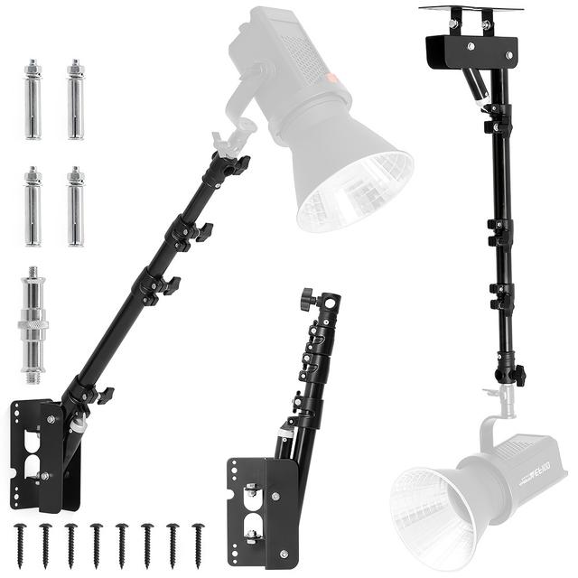 TEMU 16.5-43in Photography Studio Multi-angle Adjustment Top Light Bracket Indoor Wall Fixed Light Bracket Load Bearing 5kg To