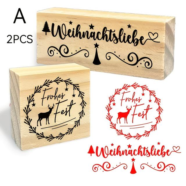 TEMU Zweiteiliger Weihnachtsstempel-Set, , „Frohe Weihnachten“-Musterstempel, dekorativer Stempel-Set, geeignet für Bastelarbeiten, DIY-Grußkartenherstellung, Scrapbooking Geschenke