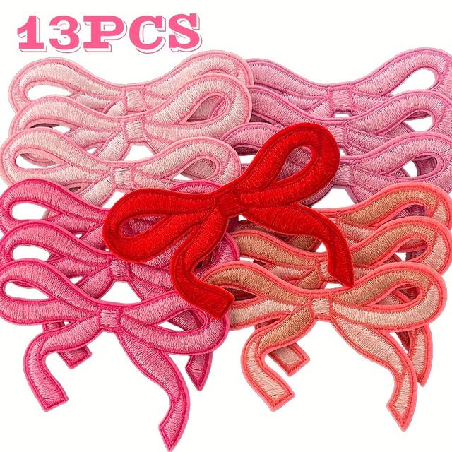 TEMU Set Of 13 Bow Patches, Featuring Embroidered Designs That Ironed Clothing. Adorable Bow Stickers Are Perfect For Projects On Jeans, Shirts, Hats, Jackets, And Backpacks